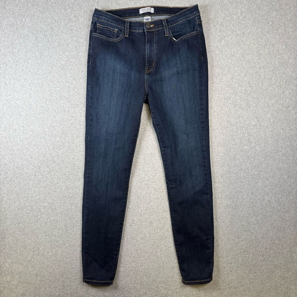 Judy Blue Womens Size 15/32 Skinny Denim Jeans Blue Distressed Stretch Pockets